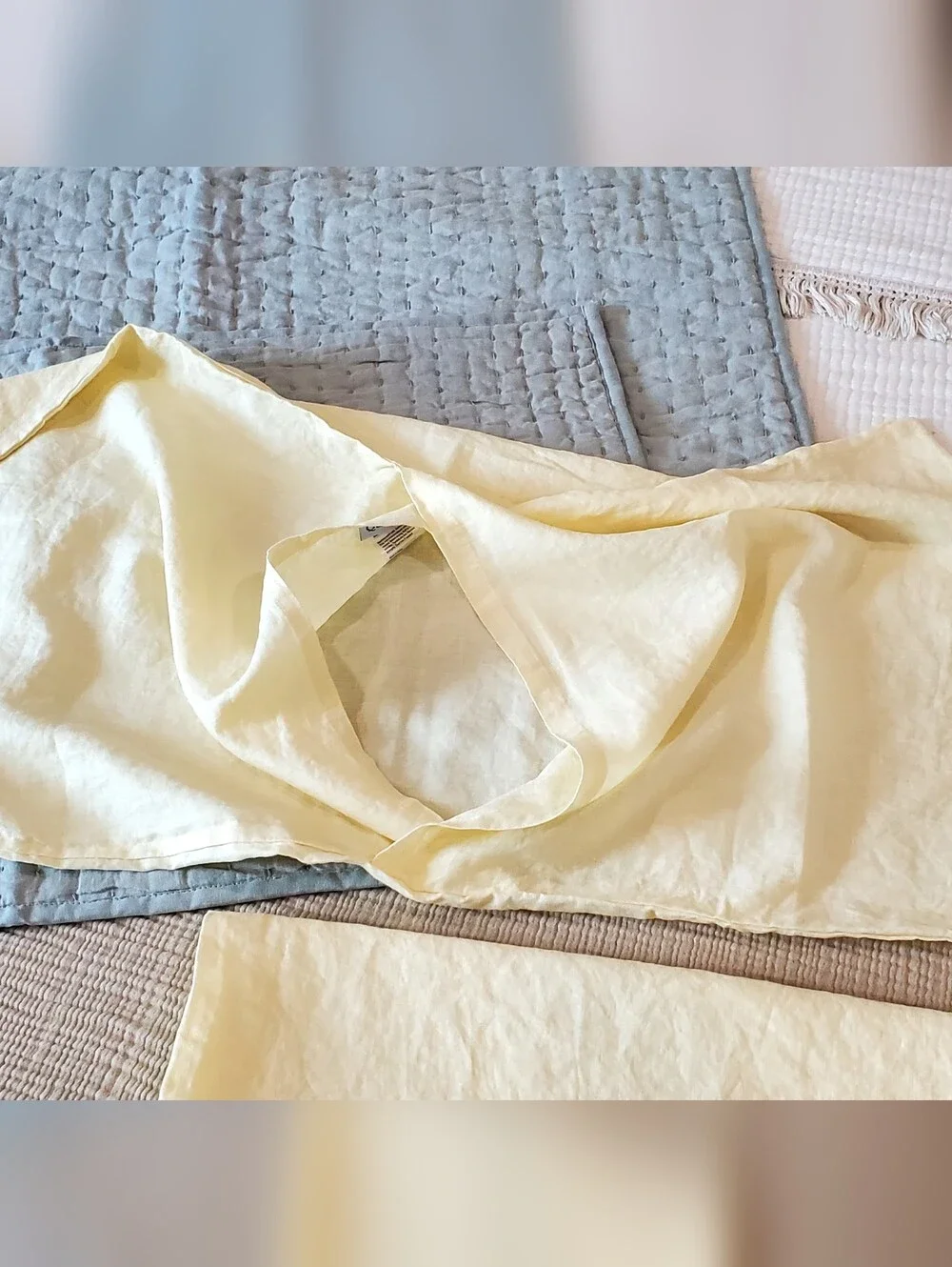 Quince 4 Linen King Pillow Shams, Sea Mist/Butter, NEW! - Picture 7 of 15